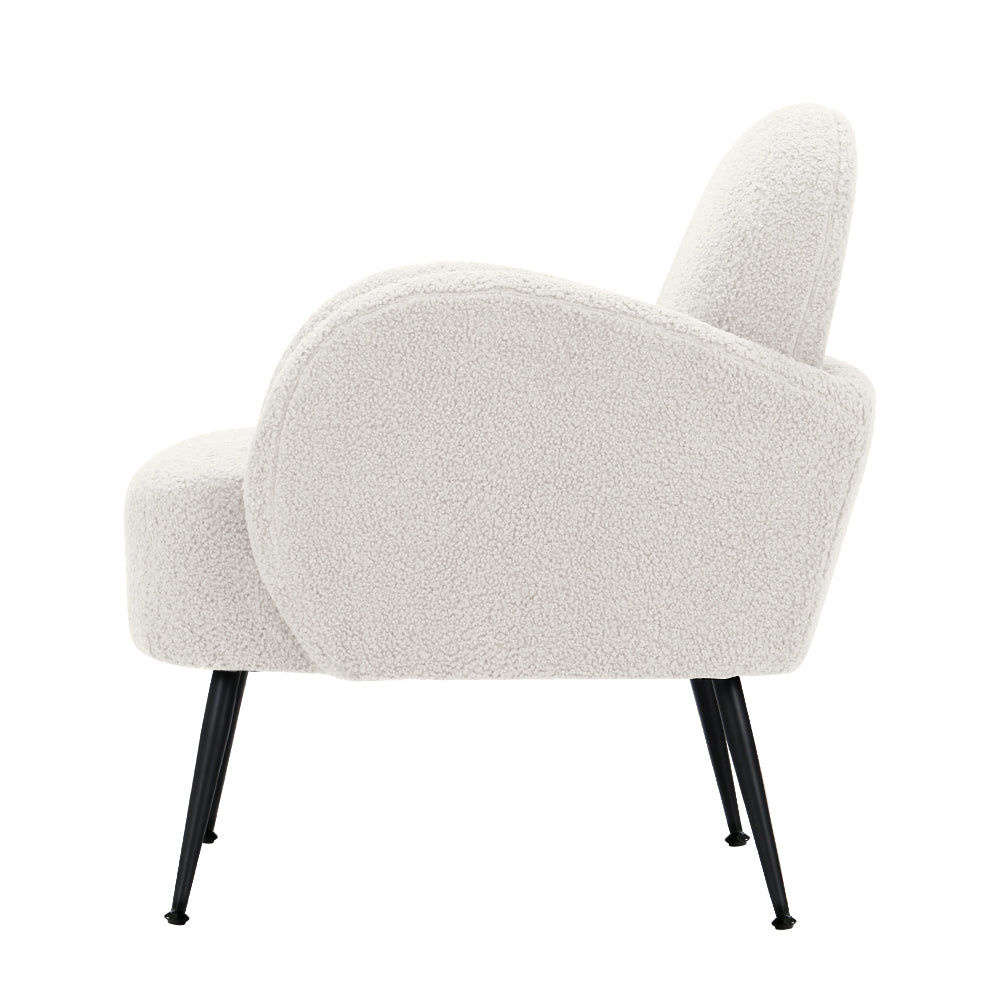 Boucle Armchair White- Black legs