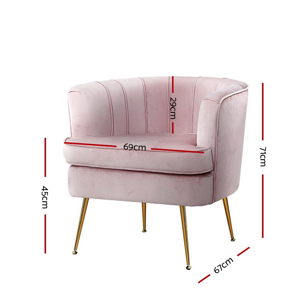 Alba Velvet Accent Chair Pink