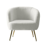 Boucle Cameo White Armchair - Gold Legs