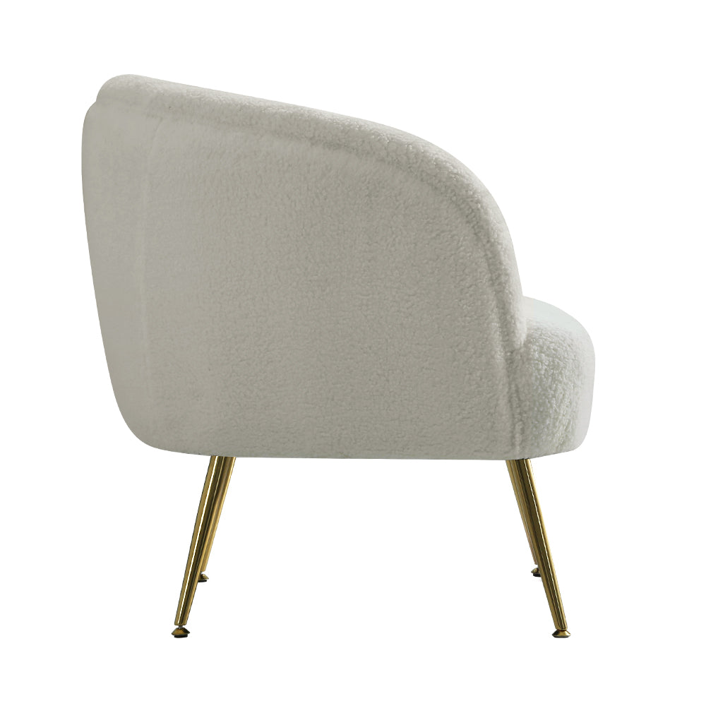 Boucle Cameo White Armchair - Gold Legs