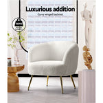 Boucle Cameo White Armchair - Gold Legs