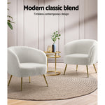 Boucle Cameo White Armchair - Gold Legs