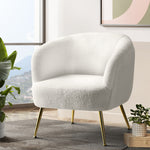 Boucle Cameo White Armchair - Gold Legs