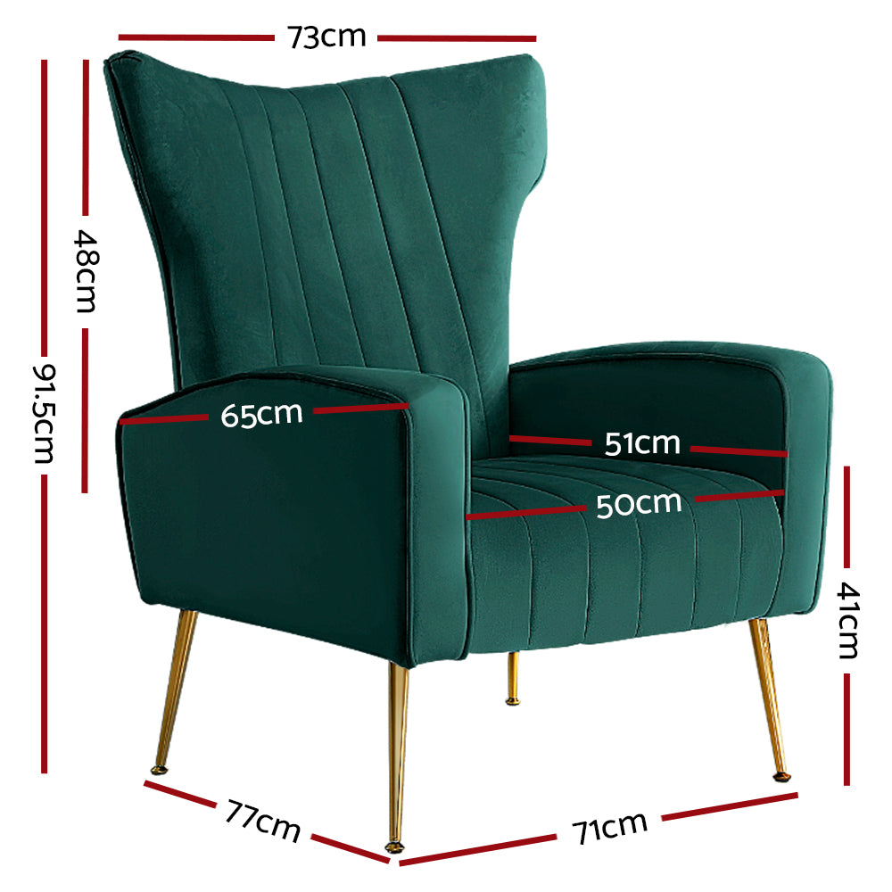 Kate Velvet Accent Armchair Emerald Green