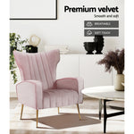 Kate Velvet High-Back Armchair Blush