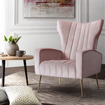 Kate Velvet High-Back Armchair Blush