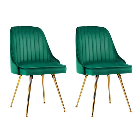Florence Set of 2 Velvet Chairs- Emerald Green