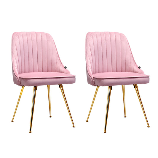 Florence Set of 2 Velvet Chairs- Flamingo
