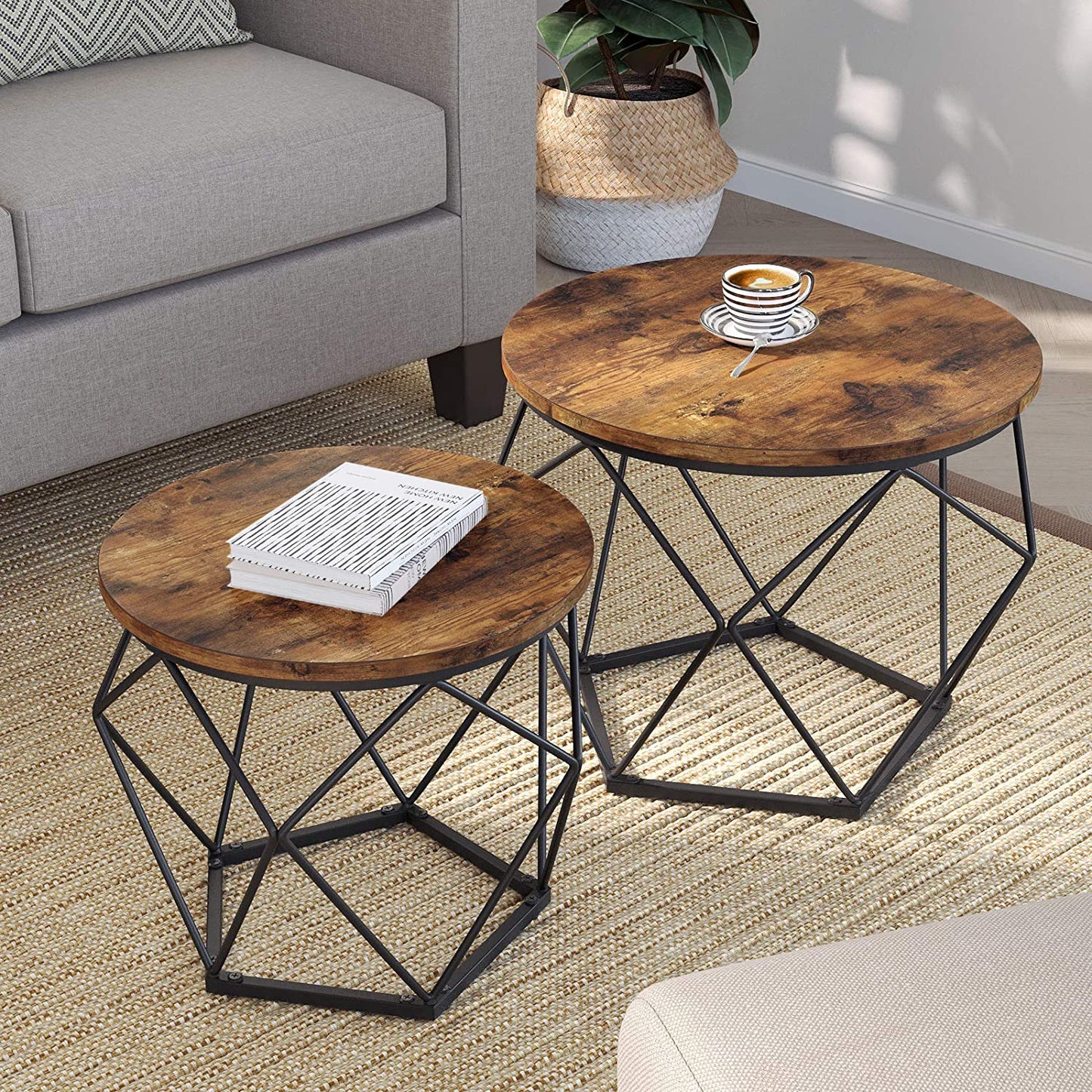 Set of 2 Rustic Side Tables