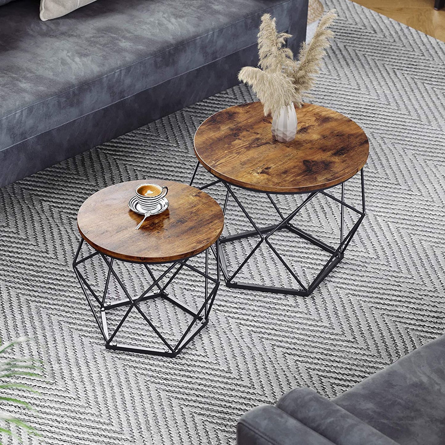 Set of 2 Rustic Side Tables