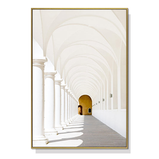 Long Corridor Style A Gold Frame Canvas Wall Art 50cmx70cm