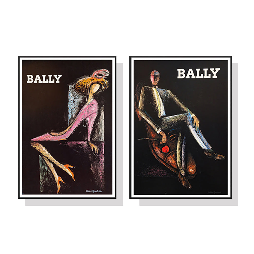 Bally Man & Woman 2 Sets Black Frame Canvas Wall Art 50cmx70cm