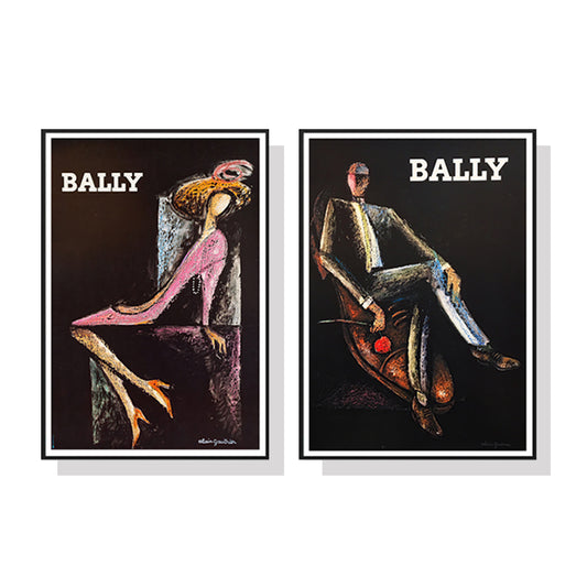 Bally Man & Woman 2 Sets Black Frame Canvas Wall Art 50cmx70cm