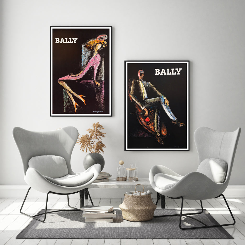 Bally Man & Woman 2 Sets Black Frame Canvas Wall Art 50cmx70cm