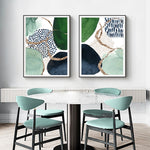 Abstract Green and Navy 2 Sets Black Frame Canvas Wall Art 50cmx70cm