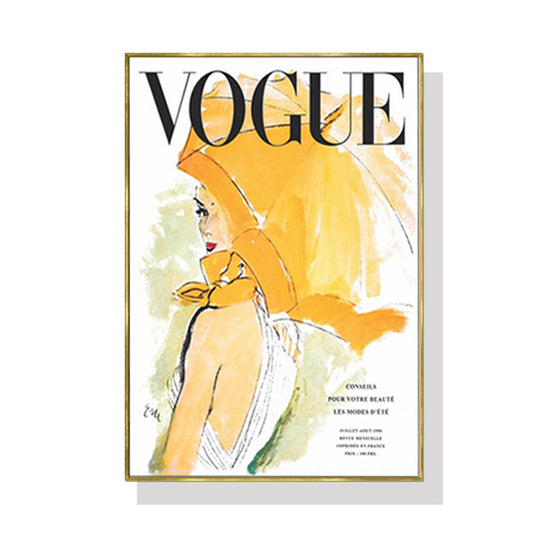 Vogue Girl Gold Frame Canvas Wall Art 50cmx70cm