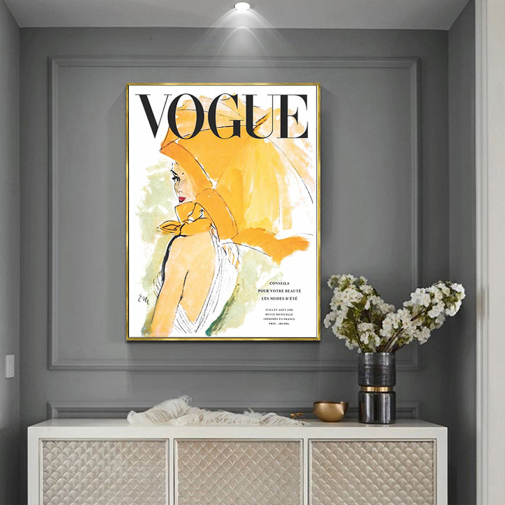 Vogue Girl Gold Frame Canvas Wall Art 50cmx70cm