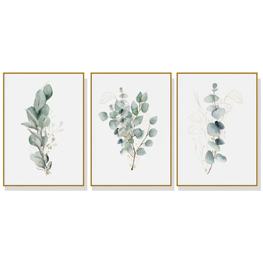 Eucalyptus Plant 3 Sets Gold Frame Canvas Wall Art 40cm x 60cm