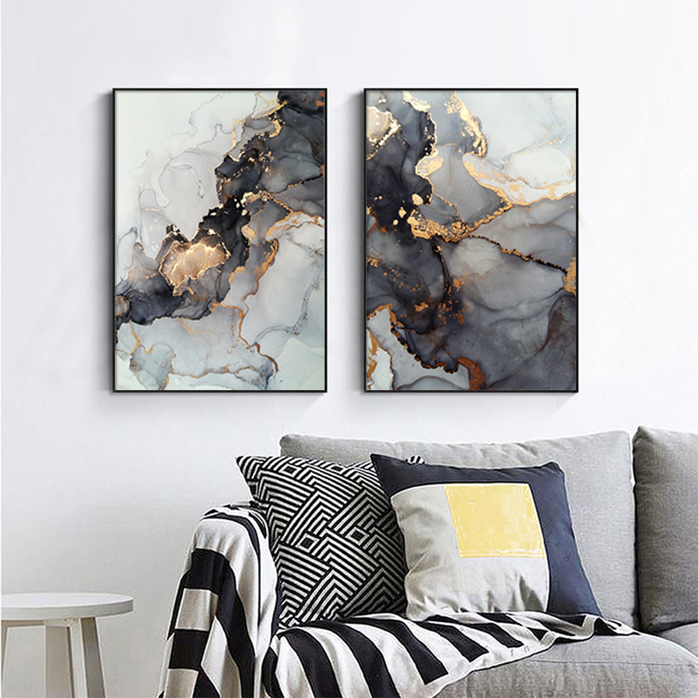 Black Splash 2 Sets Black Frame Canvas Wall Art 50cmx70cm