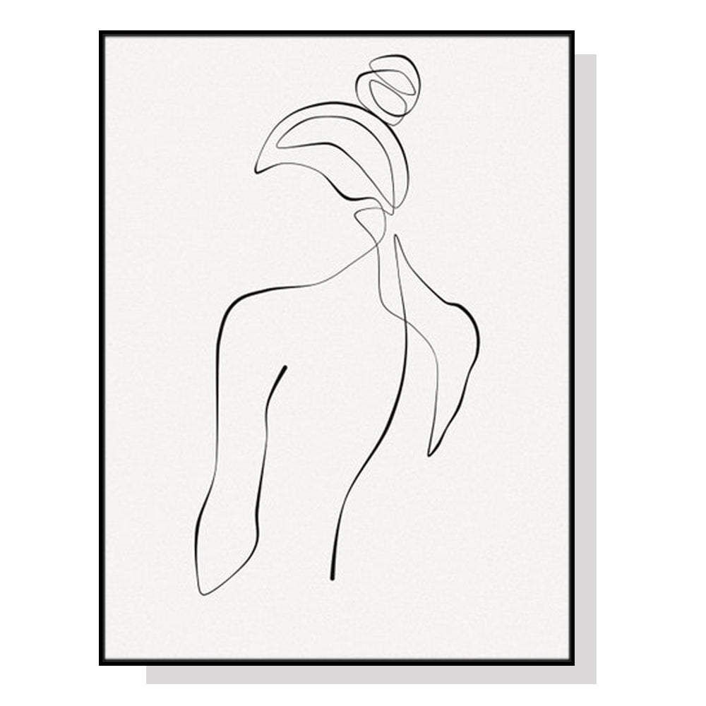 Woman Back Line Art Black Frame Canvas Wall Art 70cmx100cm