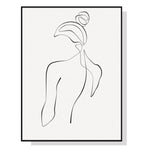 Woman Back Line Art Black Frame Canvas Wall Art 70cmx100cm