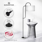 Metal Floor Lamp with Marble Base & Off-White Shade