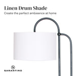 Metal Floor Lamp with Marble Base & Off-White Shade