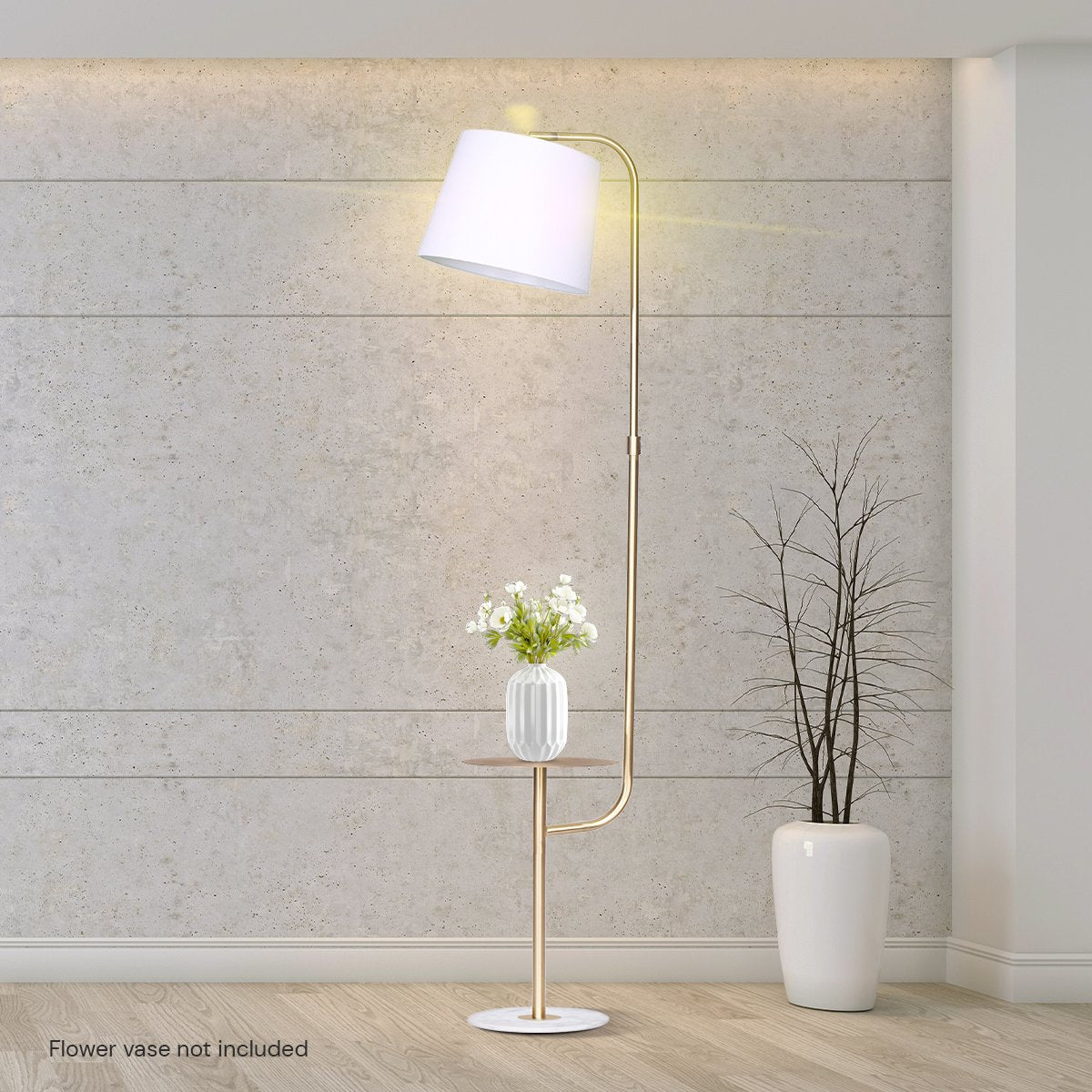 Marble & Metal End Table Top Floor Lamp